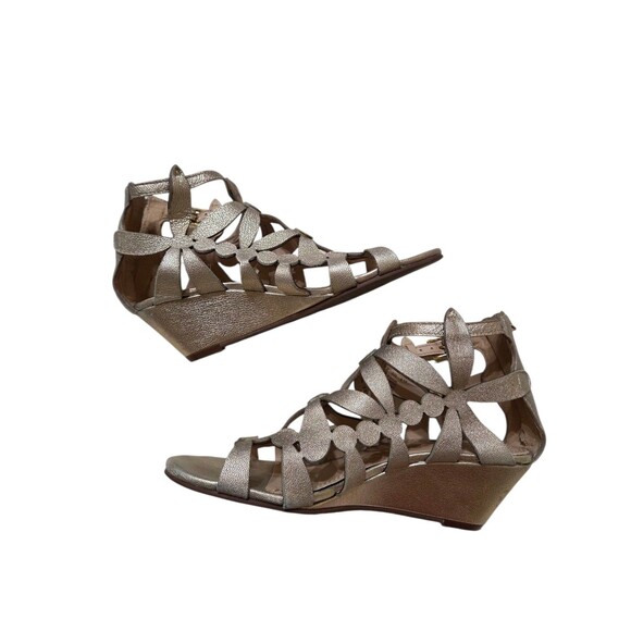 Tory Burch Emerson Metallic Platinum Shoes Women's 5.5 Wedge Dust Bag SH.1 - Picture 3 of 10